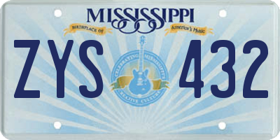 MS license plate ZYS432