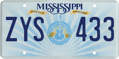 MS license plate ZYS433