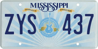 MS license plate ZYS437
