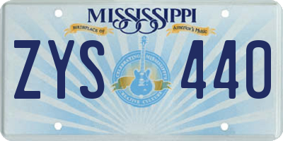 MS license plate ZYS440