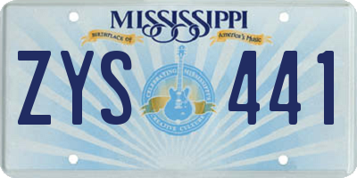 MS license plate ZYS441