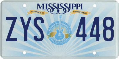 MS license plate ZYS448