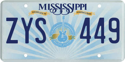 MS license plate ZYS449