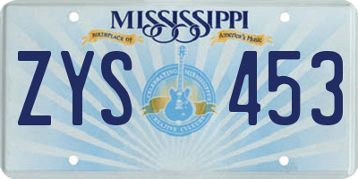 MS license plate ZYS453