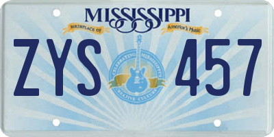 MS license plate ZYS457