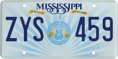 MS license plate ZYS459