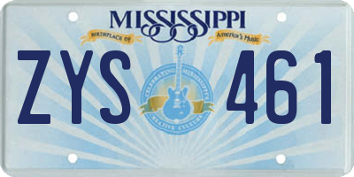 MS license plate ZYS461