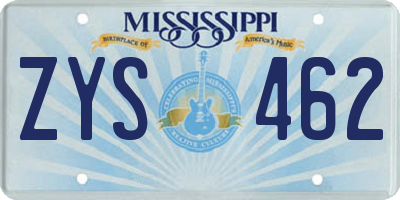 MS license plate ZYS462
