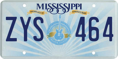 MS license plate ZYS464