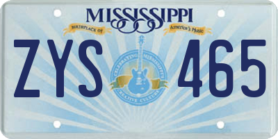 MS license plate ZYS465