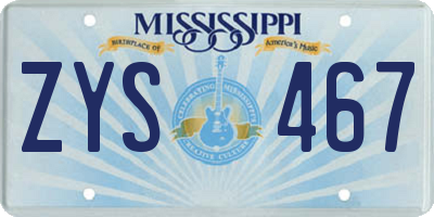 MS license plate ZYS467