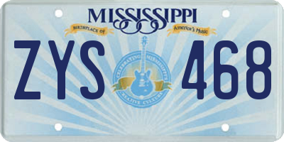 MS license plate ZYS468