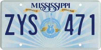 MS license plate ZYS471