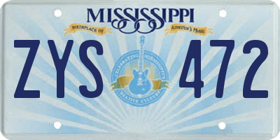 MS license plate ZYS472