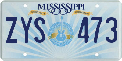 MS license plate ZYS473