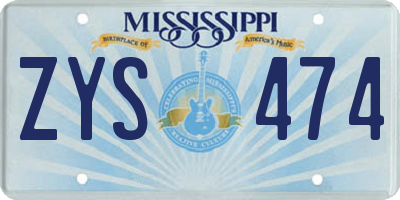 MS license plate ZYS474