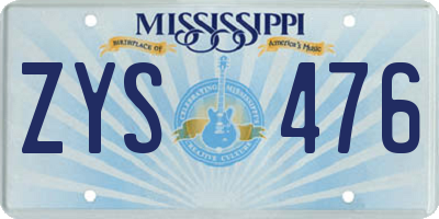 MS license plate ZYS476