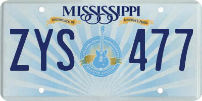 MS license plate ZYS477