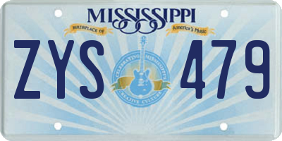 MS license plate ZYS479