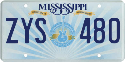 MS license plate ZYS480