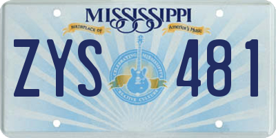 MS license plate ZYS481