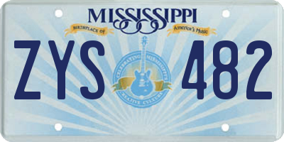 MS license plate ZYS482