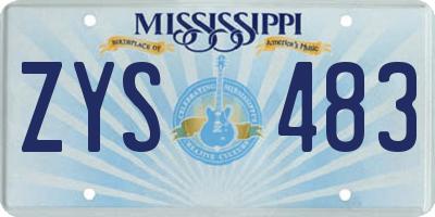 MS license plate ZYS483