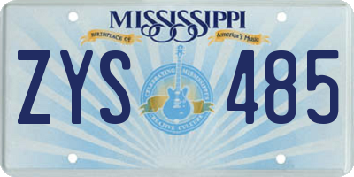 MS license plate ZYS485