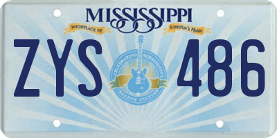 MS license plate ZYS486