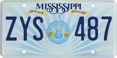 MS license plate ZYS487