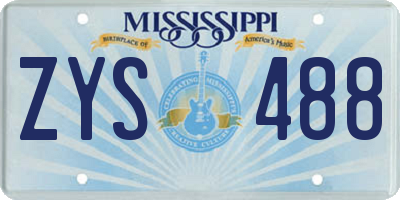 MS license plate ZYS488