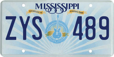 MS license plate ZYS489