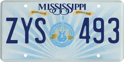 MS license plate ZYS493