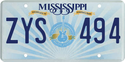 MS license plate ZYS494