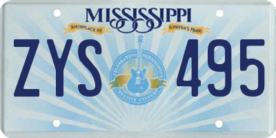 MS license plate ZYS495