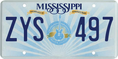 MS license plate ZYS497