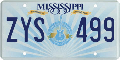 MS license plate ZYS499
