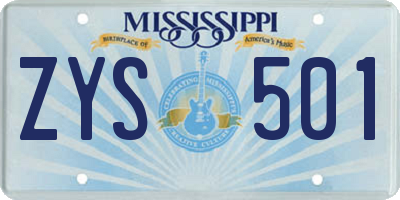 MS license plate ZYS501
