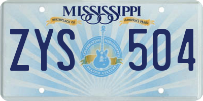 MS license plate ZYS504
