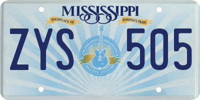 MS license plate ZYS505