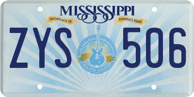 MS license plate ZYS506