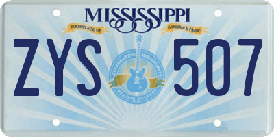 MS license plate ZYS507