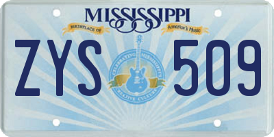 MS license plate ZYS509