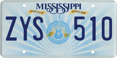 MS license plate ZYS510