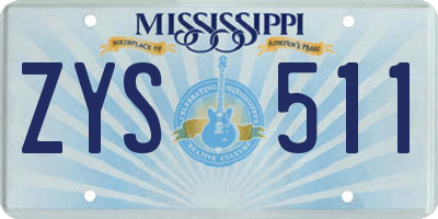 MS license plate ZYS511