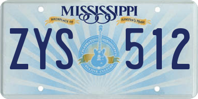 MS license plate ZYS512