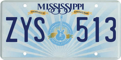 MS license plate ZYS513