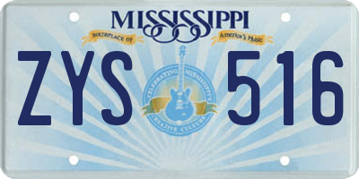 MS license plate ZYS516