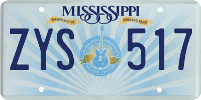 MS license plate ZYS517
