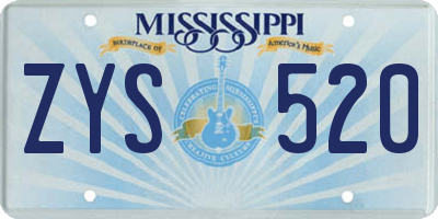 MS license plate ZYS520